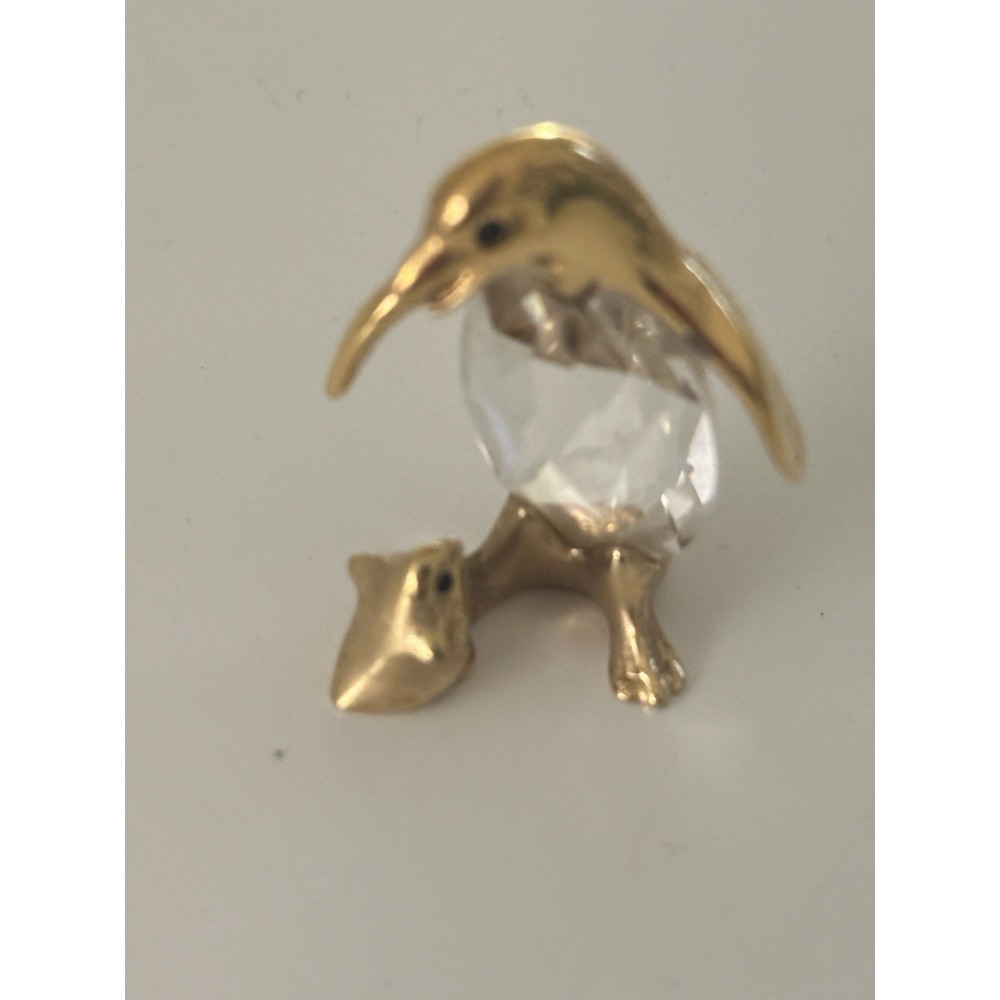 VTG Lencia Austria Star Collection Swarovski‎ Crystal Gold Plated Mother Penguin